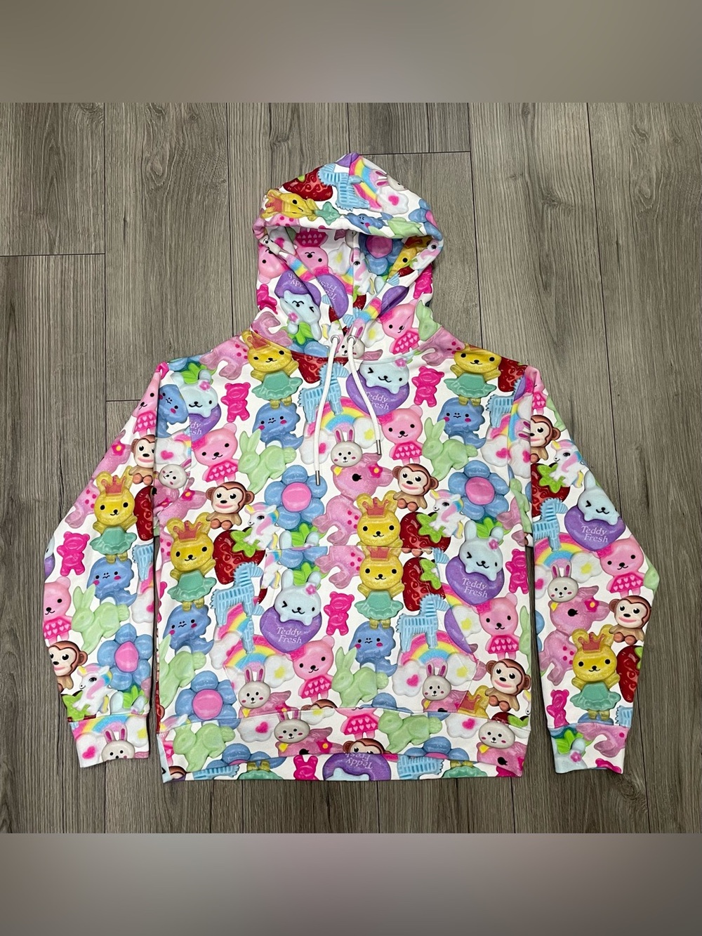Teddy Fresh Hoodie‎ Charms All Over Print Womens Medium